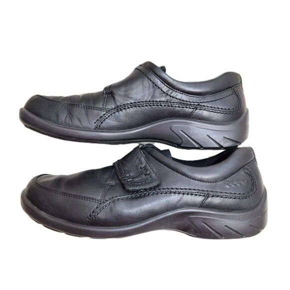 Ecco Black Leather With Velcro Strap Casual Comfort Shoes Womens Shoe Size 7.5 W - Picture 2 of 7